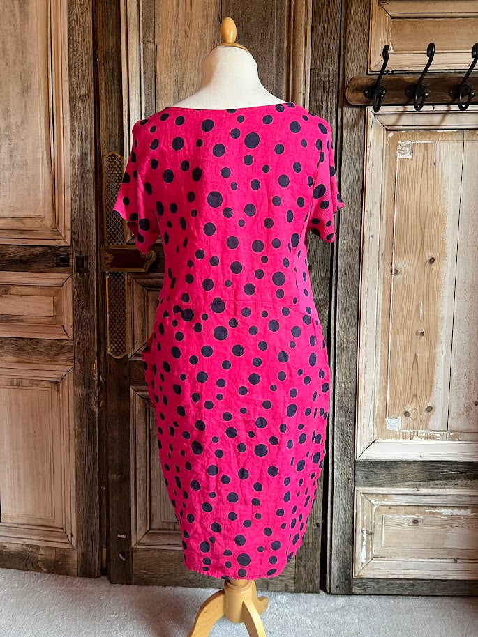 BB style - Linnen tuniek jurk met tricot inzet - Magenta