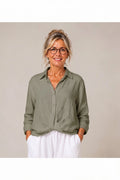 BB Style - Linnen  korte "Cross over" blouse - Taupe