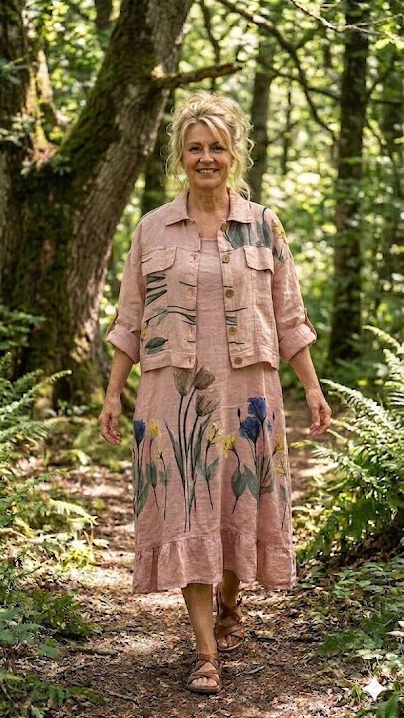 BB Style - Jurk met jasje Bloem - Poerderroze