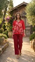 BB Style - Linnen blouse bloem - Rood