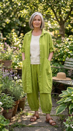 BB style -  Linnen blouse lang - Lime