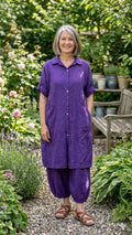 BB style -  Linnen blouse lang - Paars Groot