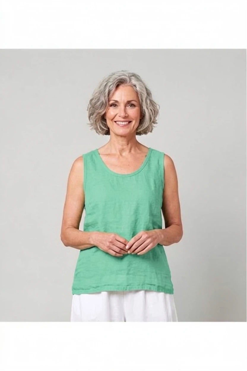 BB style - Mouwloze Linnen top - Mint groen