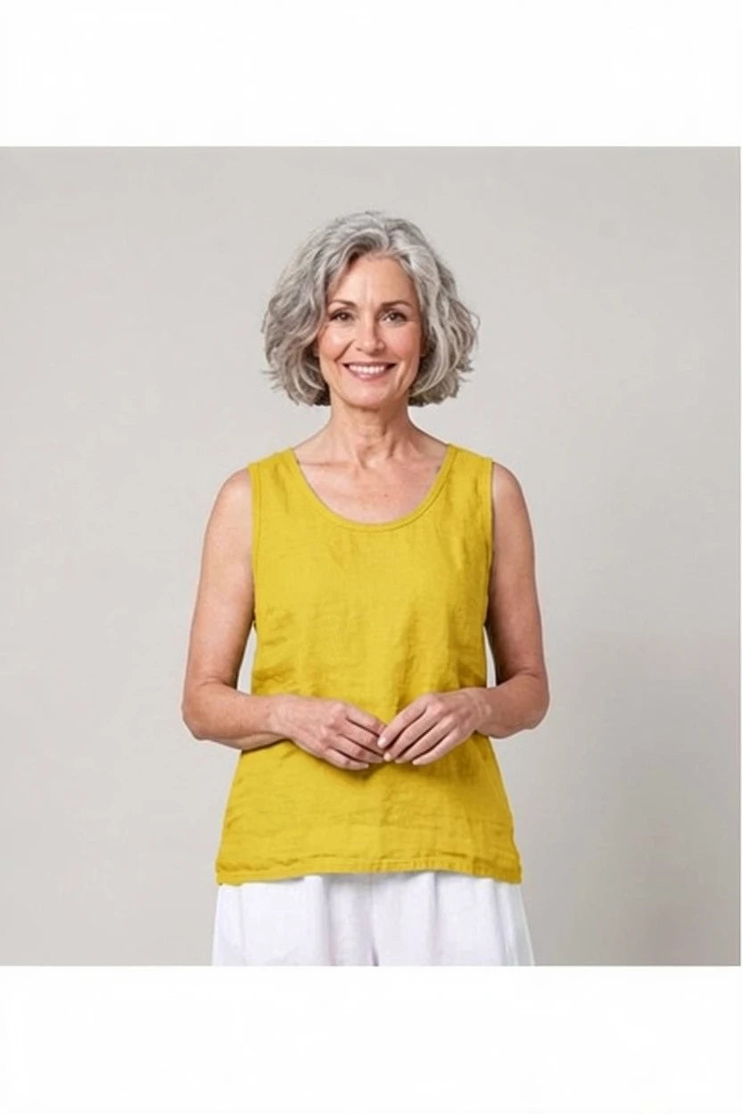 BB style - Mouwloze Mouwloze Linnen top - Mosterdgeel