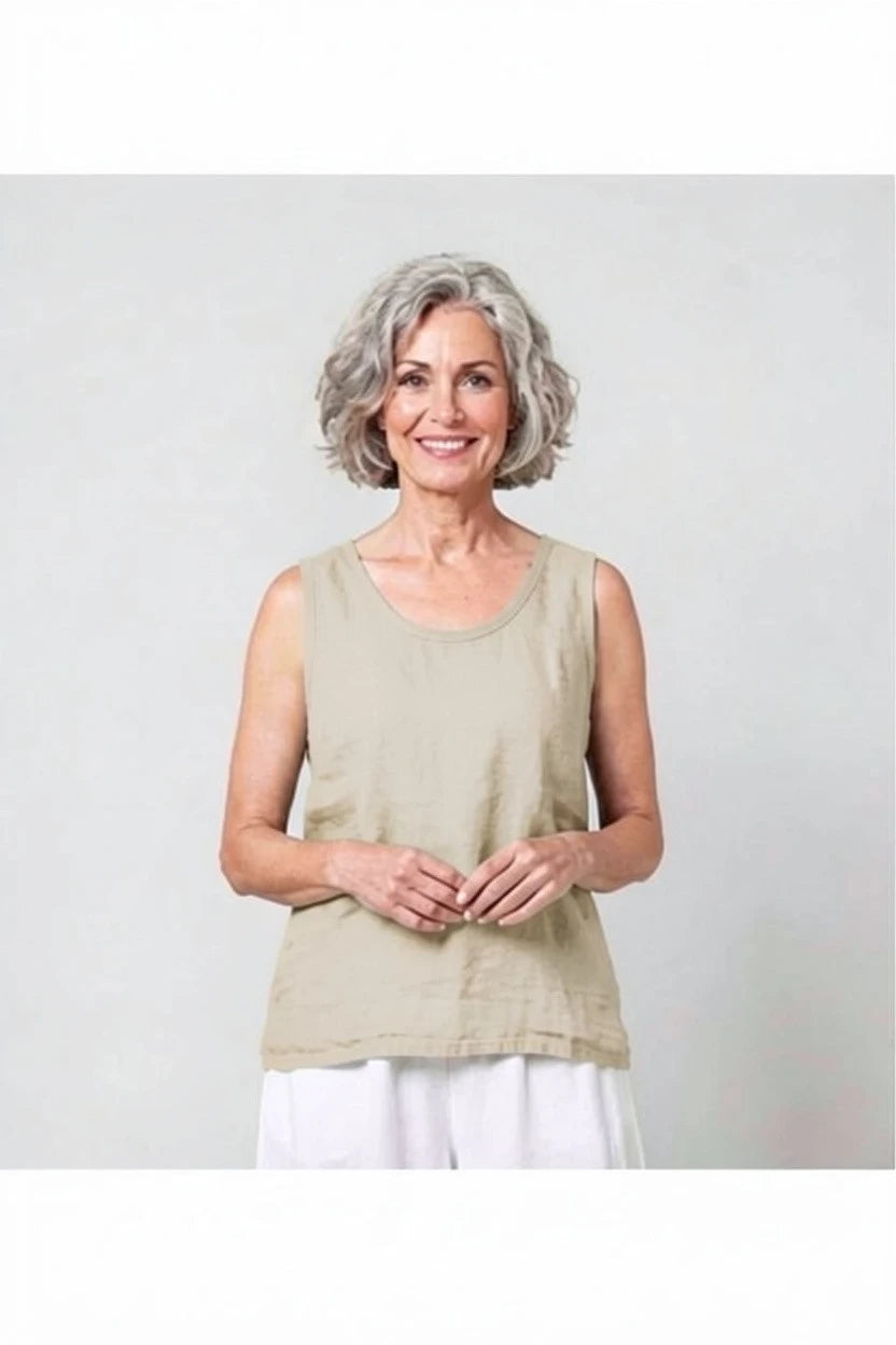 BB style - Mouwloze Linnen top - Zand