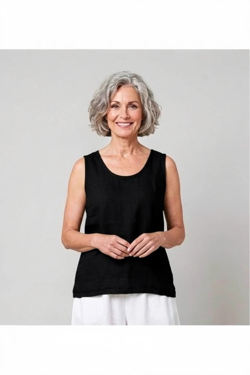 BB style - Mouwloze Linnen top - Zwart