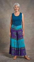 Billy B - Broek wijde pijpen paars turquoise