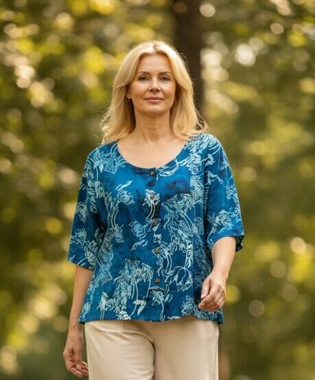 Normal Crazy - Blouse Botton Batik - korte mouw