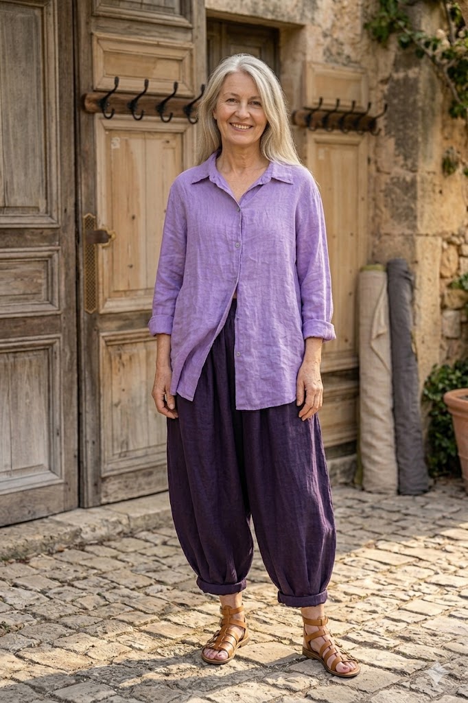 BB style Linnen blouse basic lila
