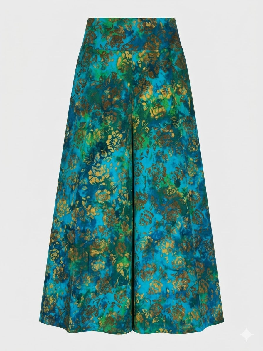 HeArt - Bondy broek BKFA2 - Print Petrol/green bloem