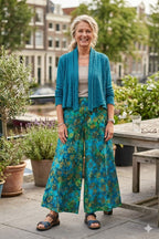 HeArt - Bondy broek BKFA2 - Print Petrol/green bloem