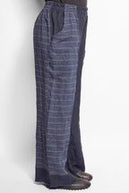 Chalona - Linnen broek - Print Denim-blauw
