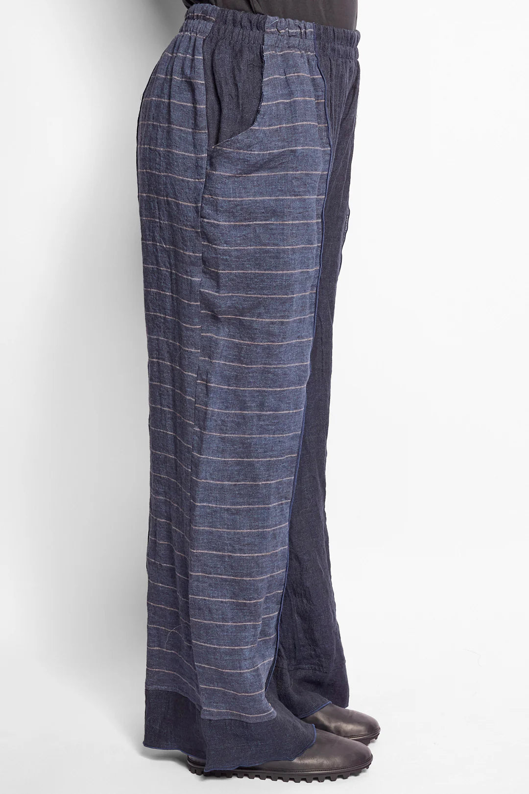 Chalona - Linnen broek - Print Denim-blauw