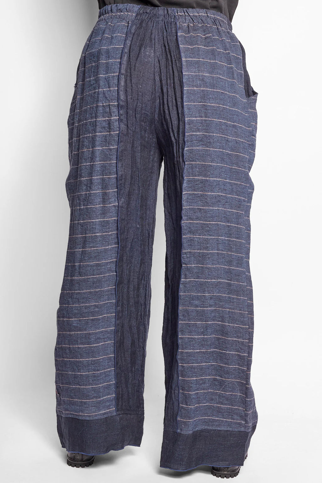 Chalona - Linnen broek - Print Denim-blauw