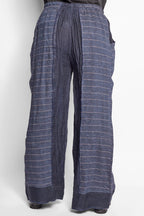 Chalona - Linnen broek - Print Denim-blauw