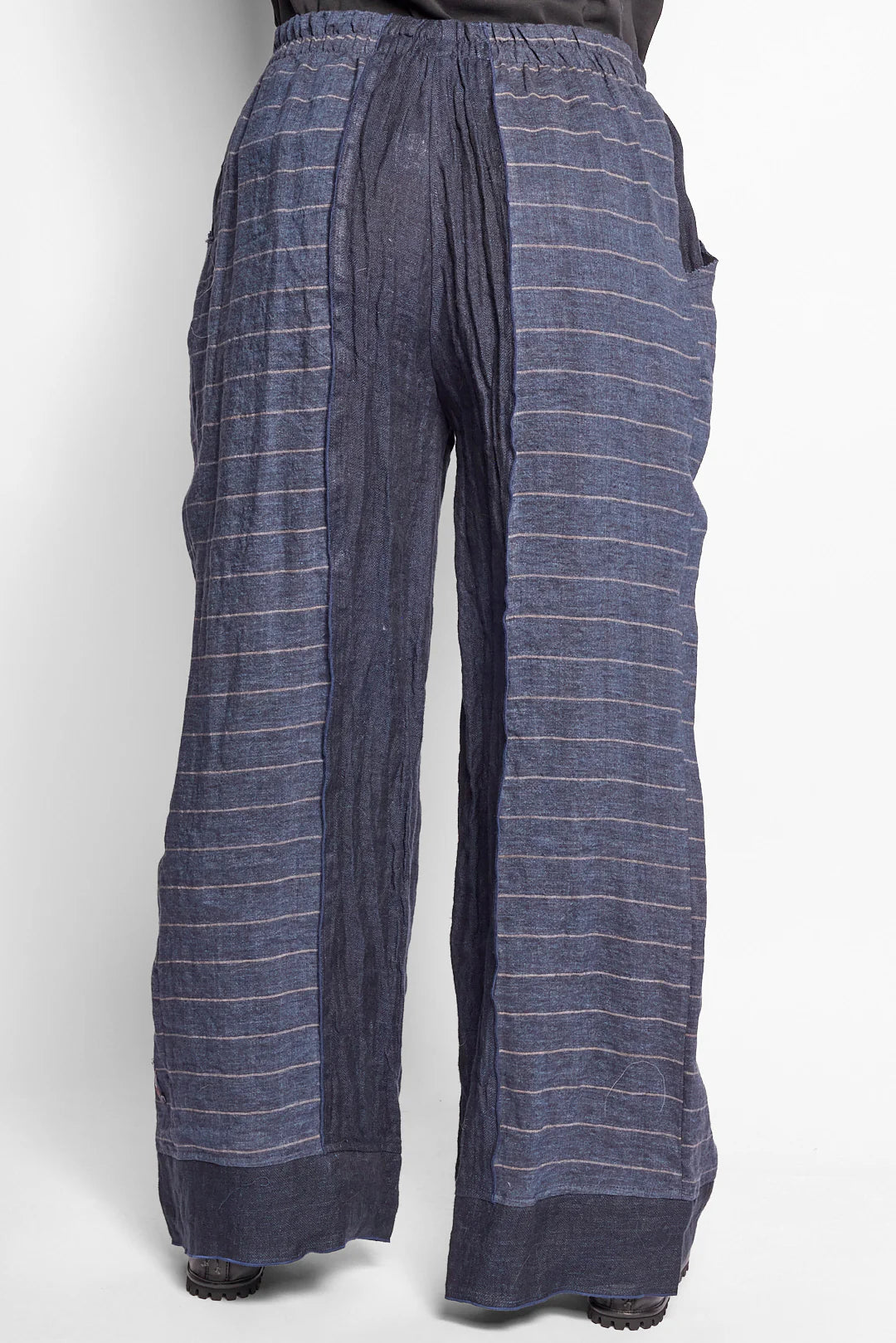 Chalona - Linnen broek - Print Denim-blauw