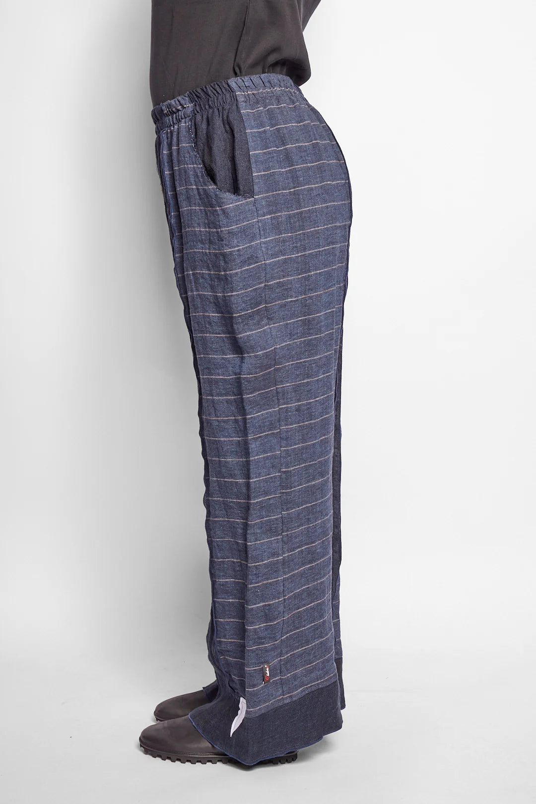 Chalona - Linnen broek - Print Denim-blauw