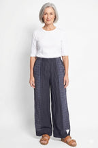 Chalona - Linnen broek - Print Denim-blauw