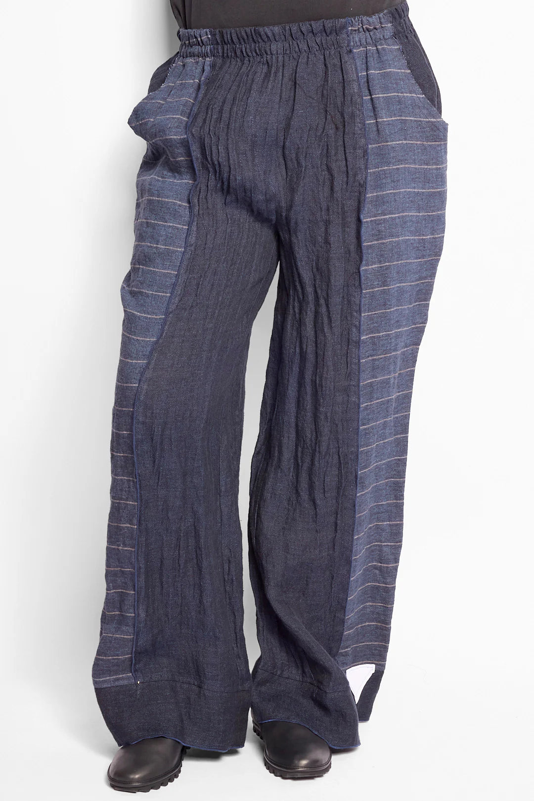 Chalona - Linnen broek - Print Denim-blauw