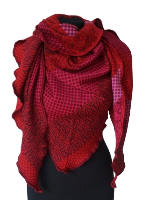 Invero Mustermix - Driehoekige Merino omslagdoek Joy, 100% wol - Brunch Rood wol