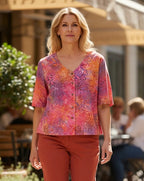 Normal Crazy - Blouse Botton Batik - korte mouw