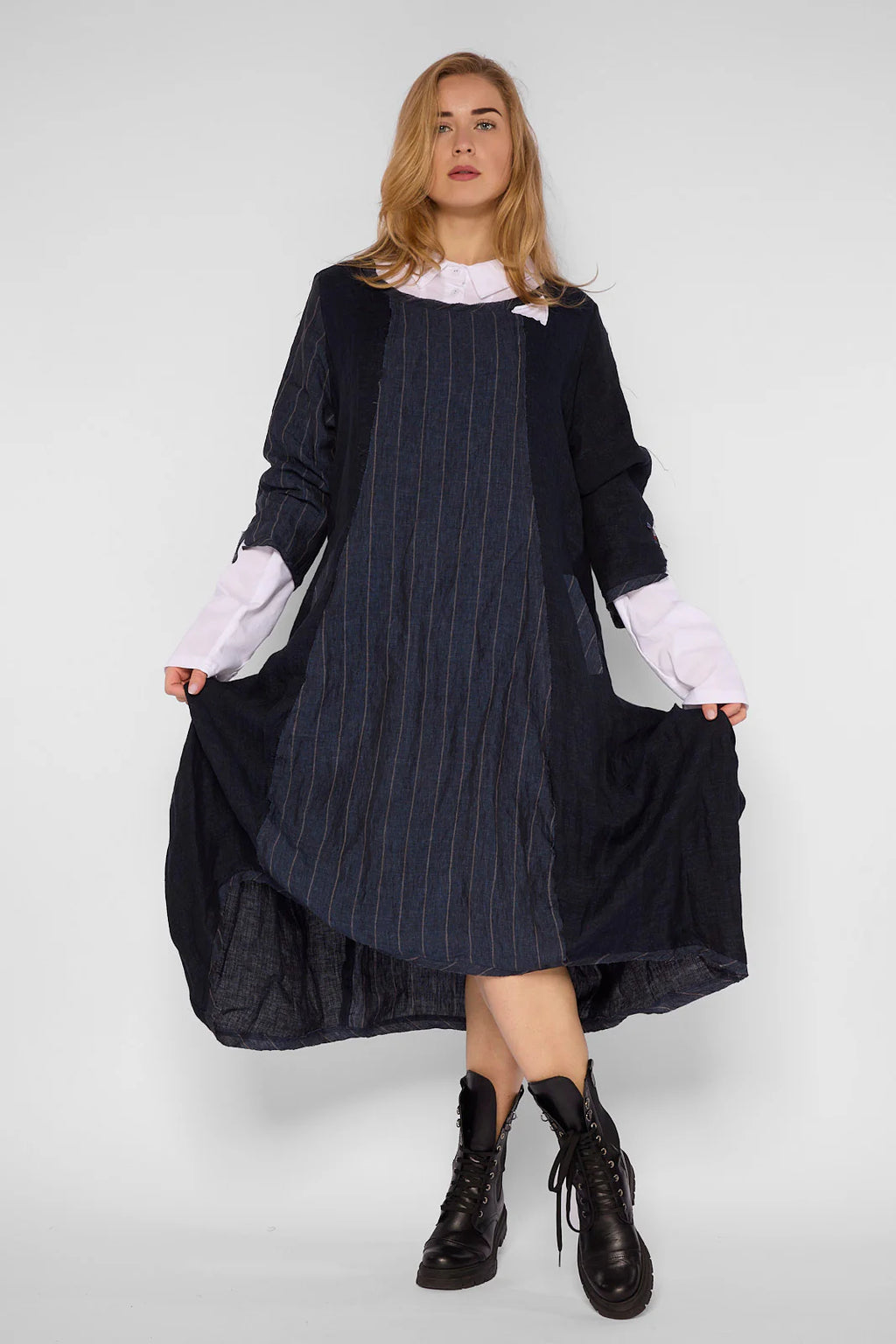 Chalona - Linnen Jurk - Denim-blauw