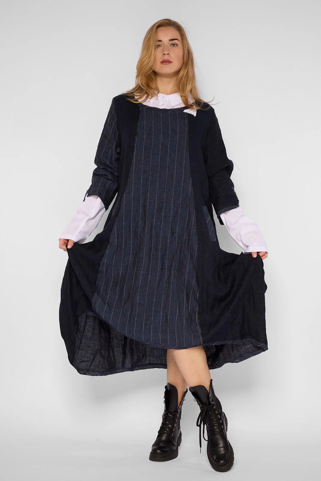 Chalona - Linnen Jurk - Denim-blauw
