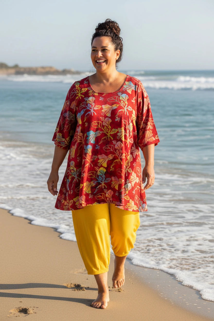 Luna Serena - Tuniek Claire XL - 36 Rood/Geel bloem