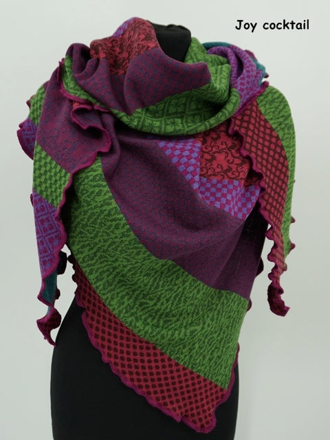 Invero Mustermix - Driehoekige Merino omslagdoek Joy, 100% wol - Cocktail