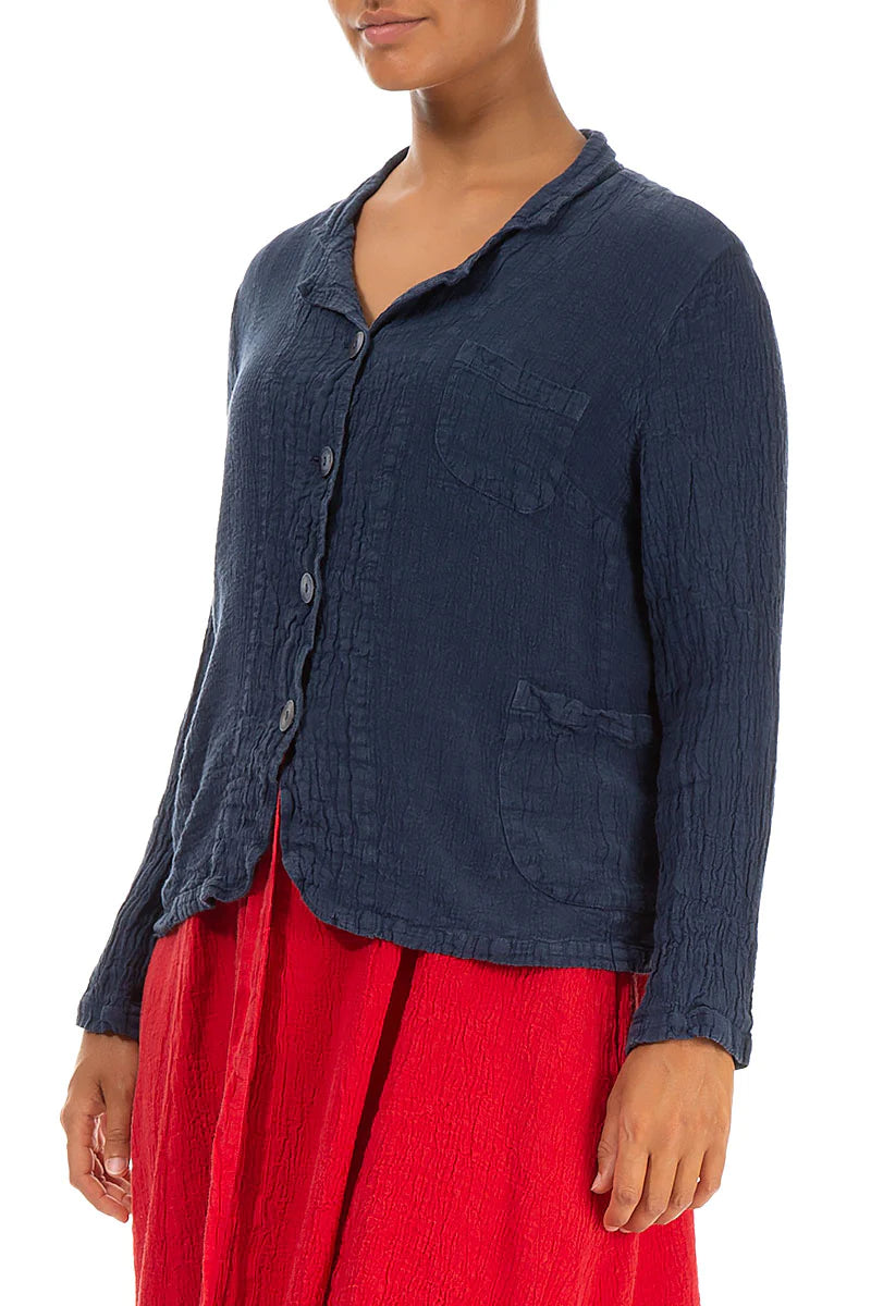 Grizas - Collar Blue Linen Jacket