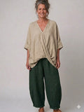 BB Style - Oversized Linnen "Cross over" blouse - Zand