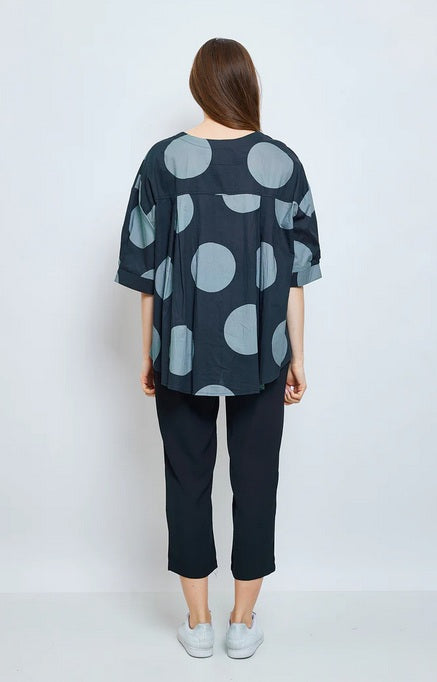 Bella blue - Blouse cirkels D356-H3055 - blue