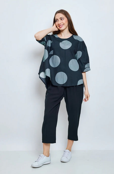 Bella blue - Blouse cirkels D356-H3055 - blue