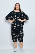 Bella Blue - Broek met geometrische patronen - D500-K3335 - Black