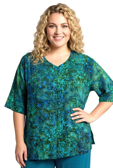 Luna Serena - Blouse Dallas -  Batik groen bloem