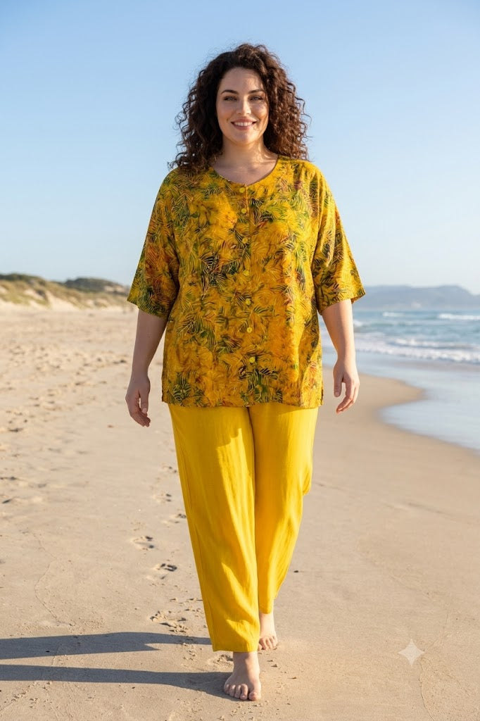 Luna Serena - Blouse Dallas -  21 Okergeel met print