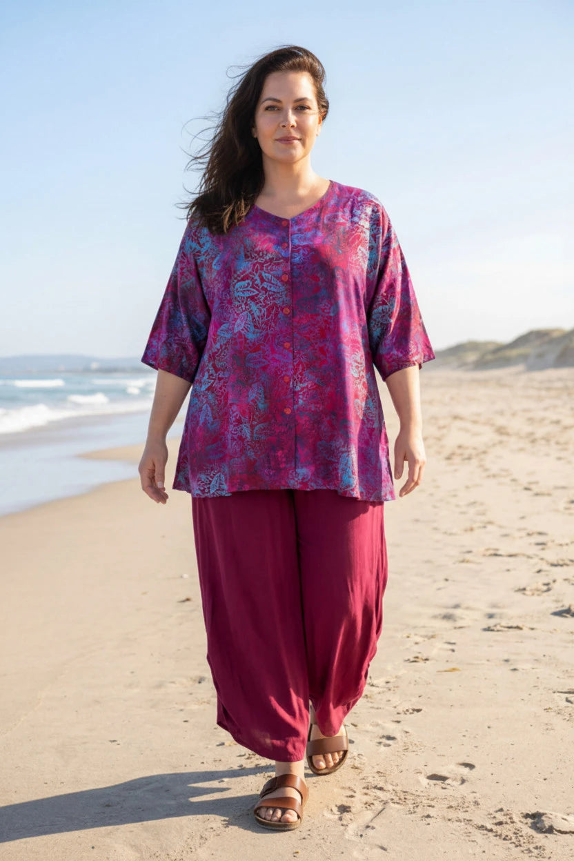 Luna Serena - Blouse Dallas -  18 Batik Magenta Fuchsia/blauw