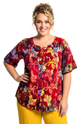 Luna Serena - Blouse Dallas -  19 Batik Rood/Geel bloem