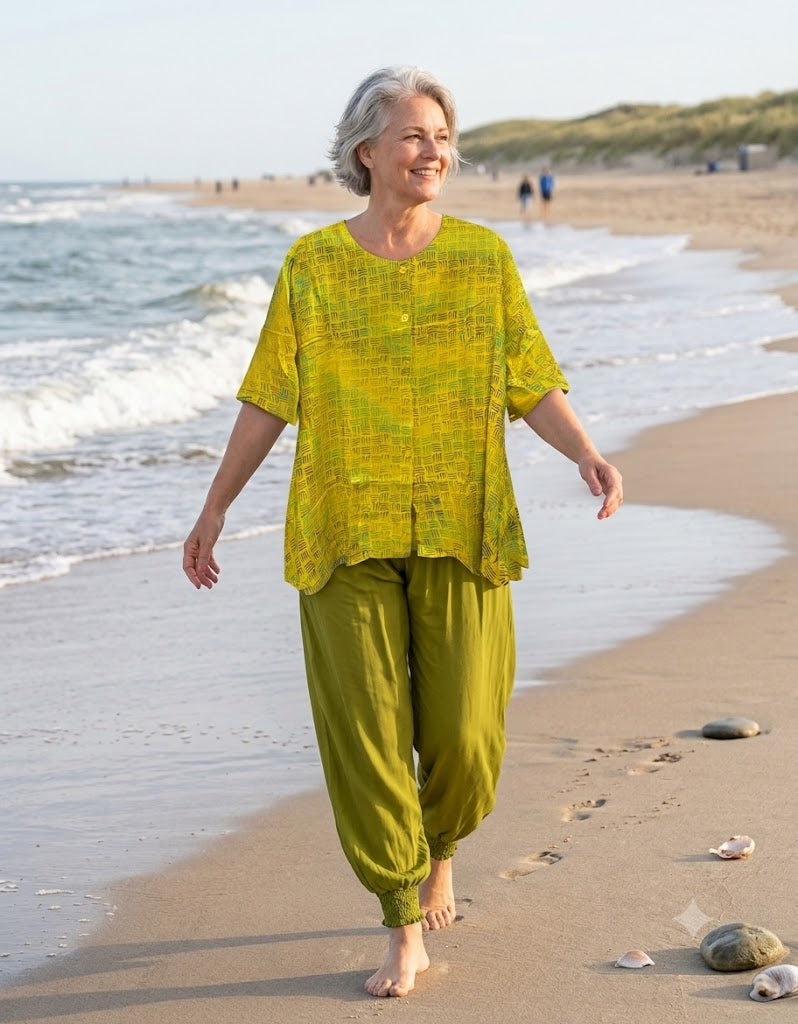 Luna Serena - Blouse Dallas - Okergeel met print