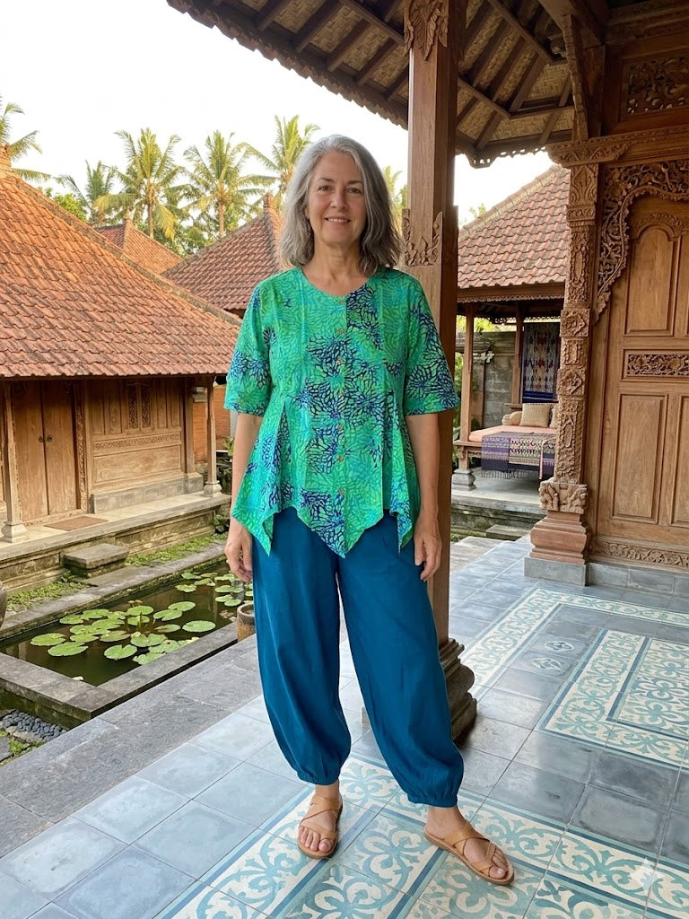 Normal Crazy - Blouse Dini korte mouw - Batik Green