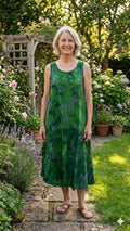 Normal Crazy - Mouwloze jurk Rose batik - Groen met libelle