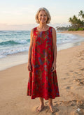 Normal Crazy - Mouwloze jurk Rose batik - Red