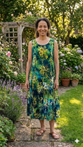 Normal Crazy - Mouwloze jurk Rose batik - Bloem Groen-geel-Blauw