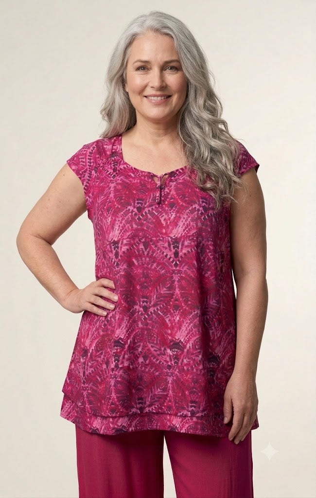 Luna Serena - Blouse Mouwloze Eva -  02 Magenta print