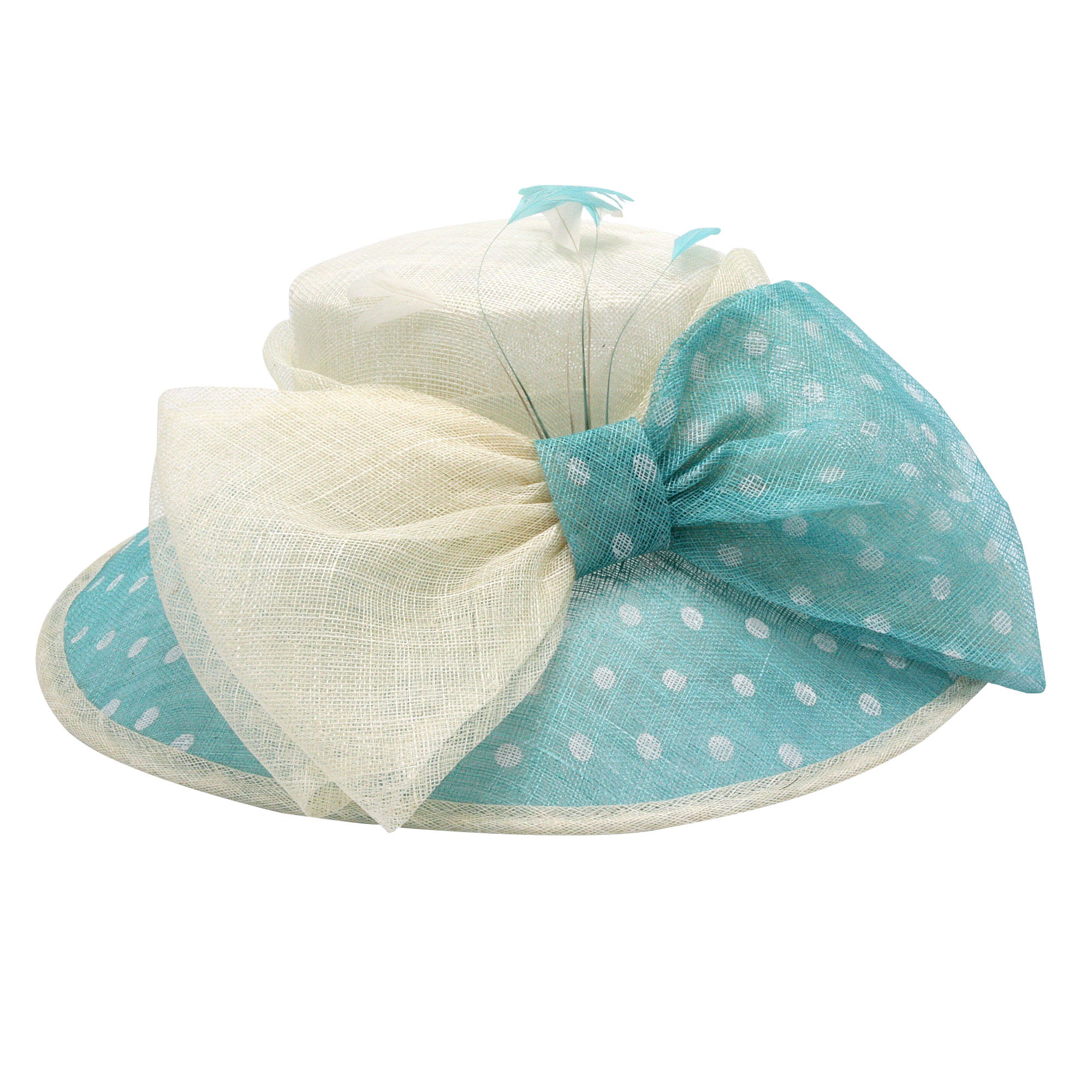 BB Style - Hoed "Feestelijk" Sisal stip - Lichtblauw