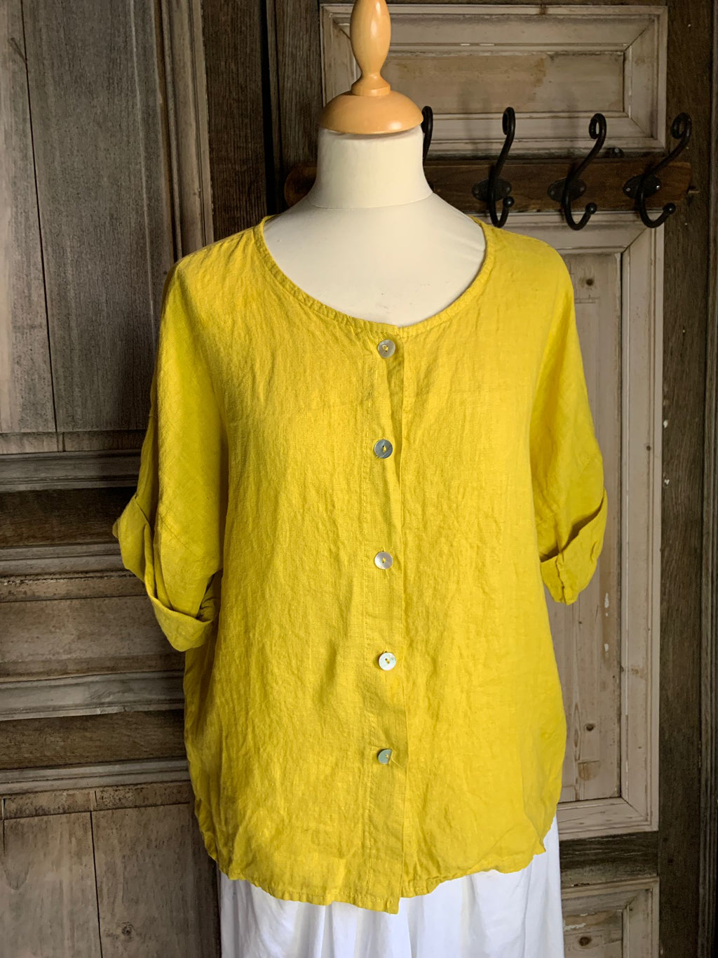 BB Style - Kort Blouse linnen - Geel