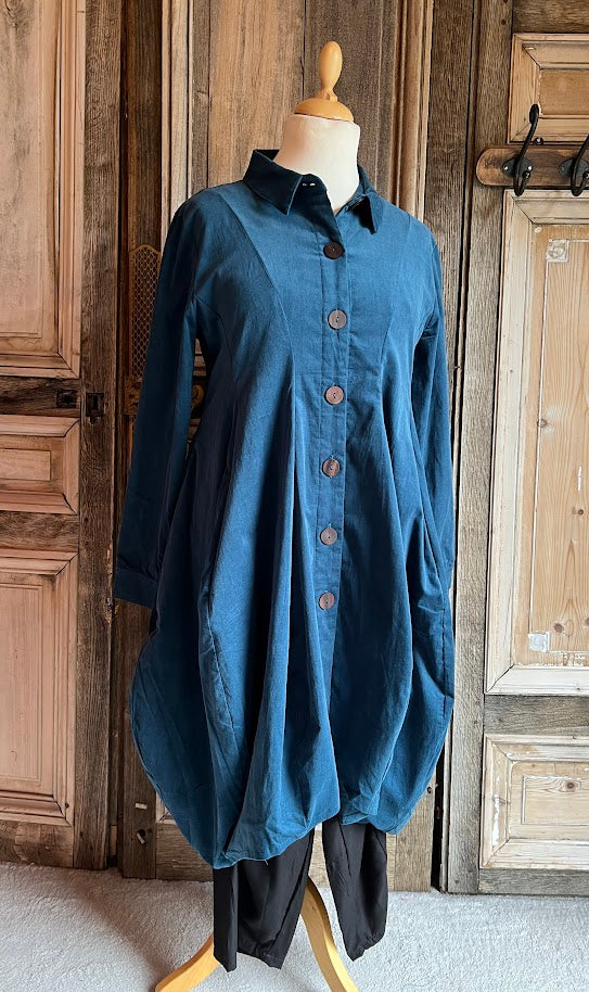 HeArt - Lang Rib jurk, vest of tussenjas Lior - Petrol