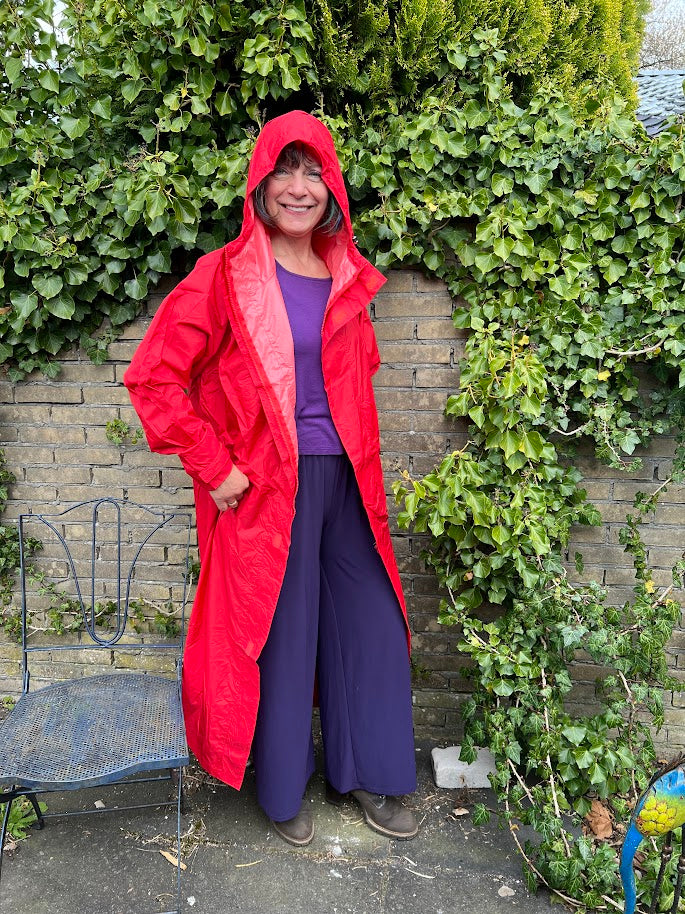 HeArt - Sunart lang Regenjas  - Rood-tussenjas