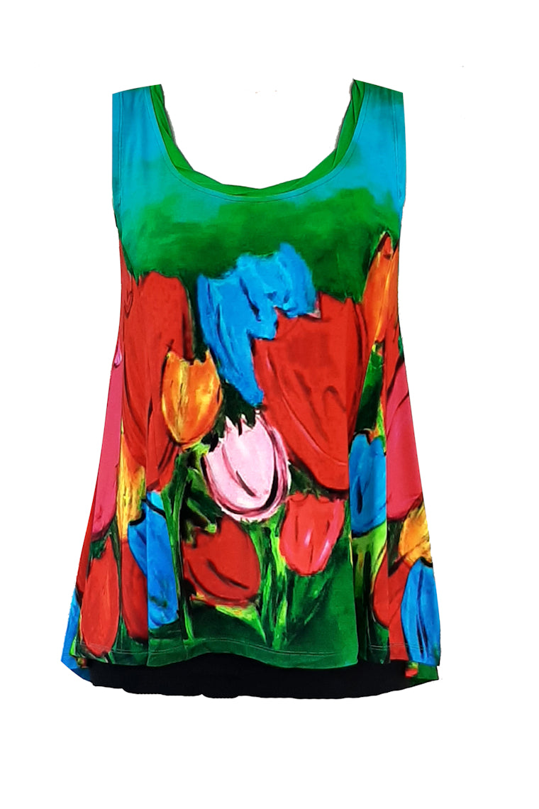 HeArt - Top Mouwloze Noosa - Tulp bloem