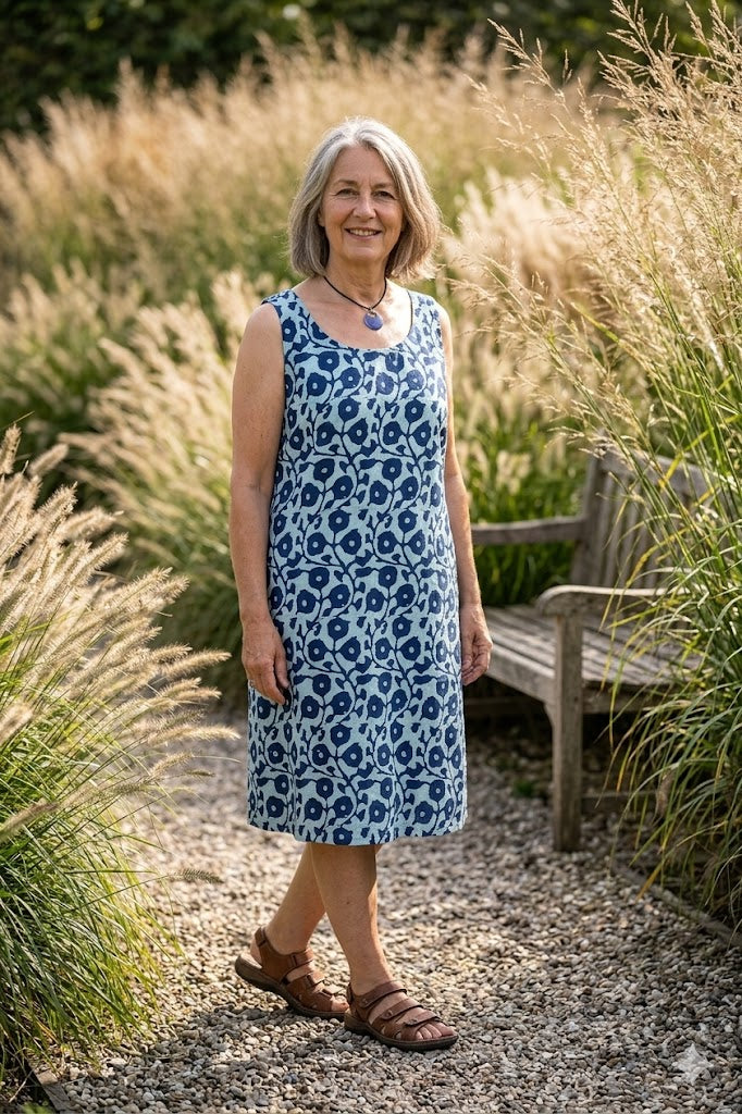 HeArt - Rowtag Mouwloze jurk bloem - Blauw